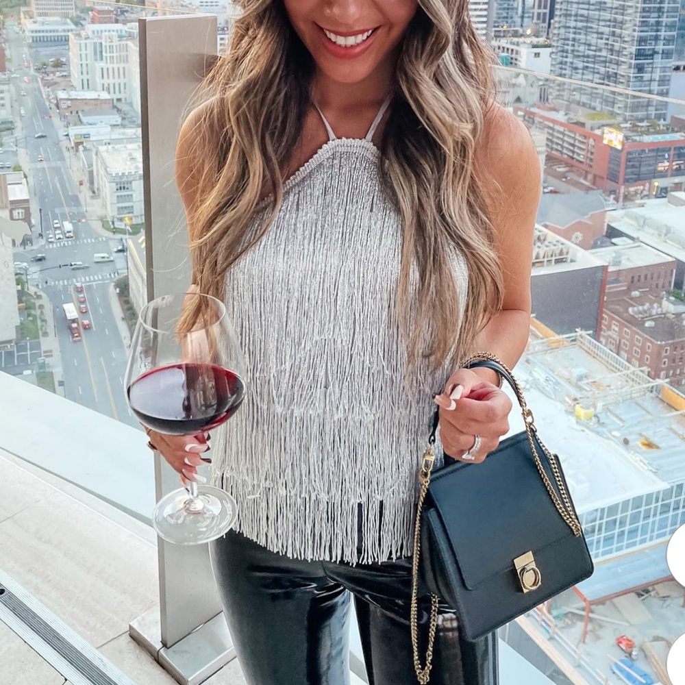 Revolve Glimmer Halter Top in Silver